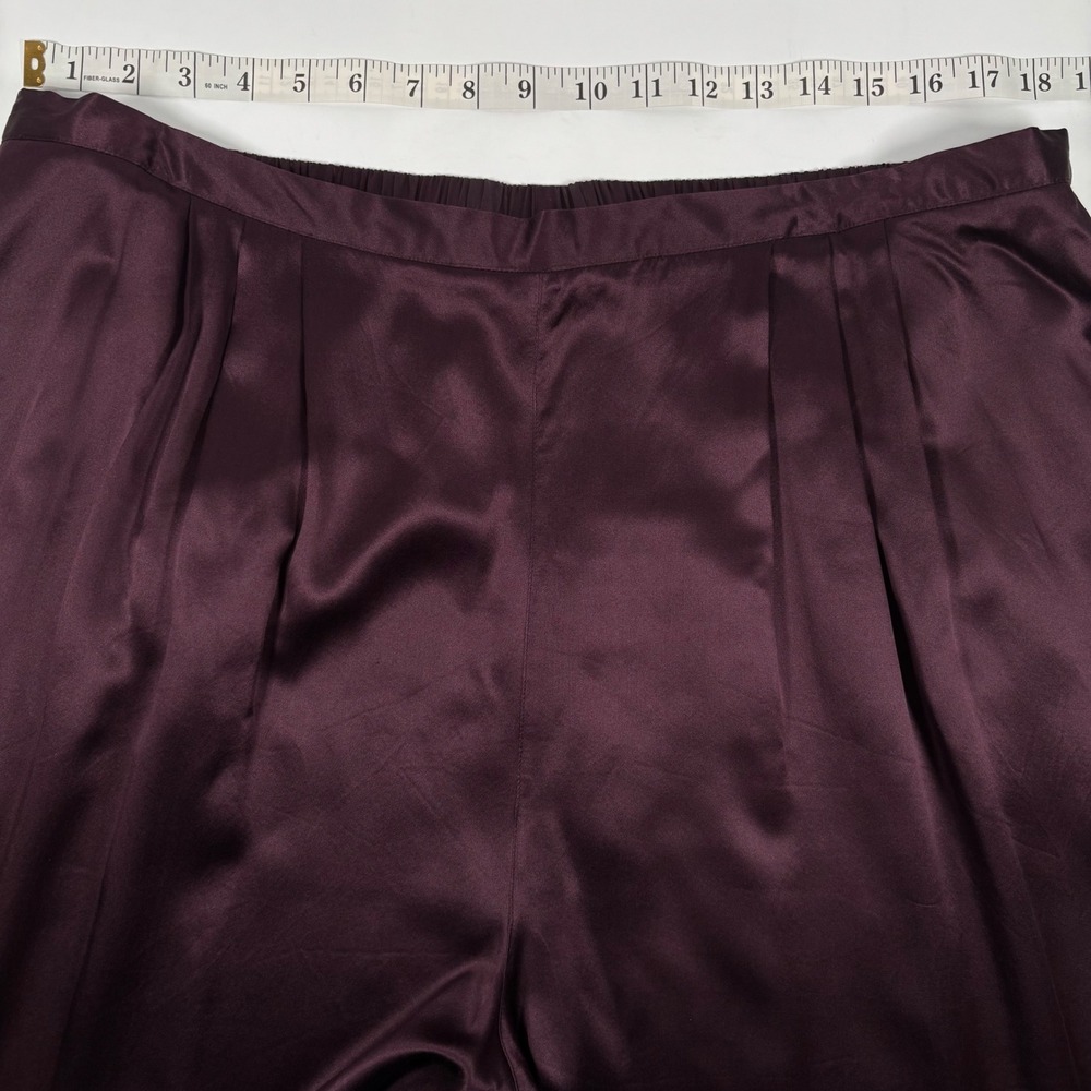 Lane Bryant Womens 22/24 Silk Trousers Plum Purple Pleated Elastic Waist Office - Picture 14 of 16